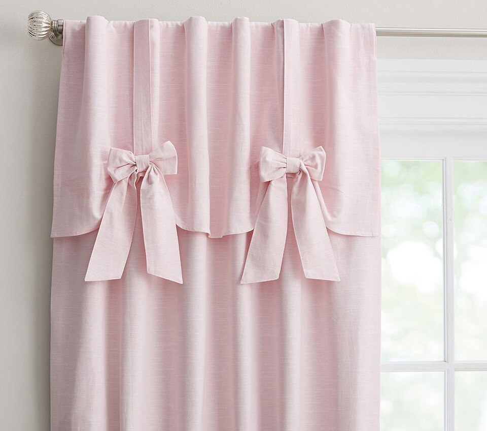 Evelyn Linen Blend Bow Valance Blackout Curtain Pottery Barn Kids